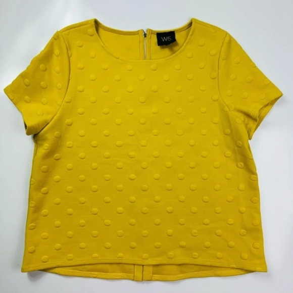 Anthropologie W5 Yellow Polka Dot‎ Top Short Sleeve Size Medium - Picture 3 of 9